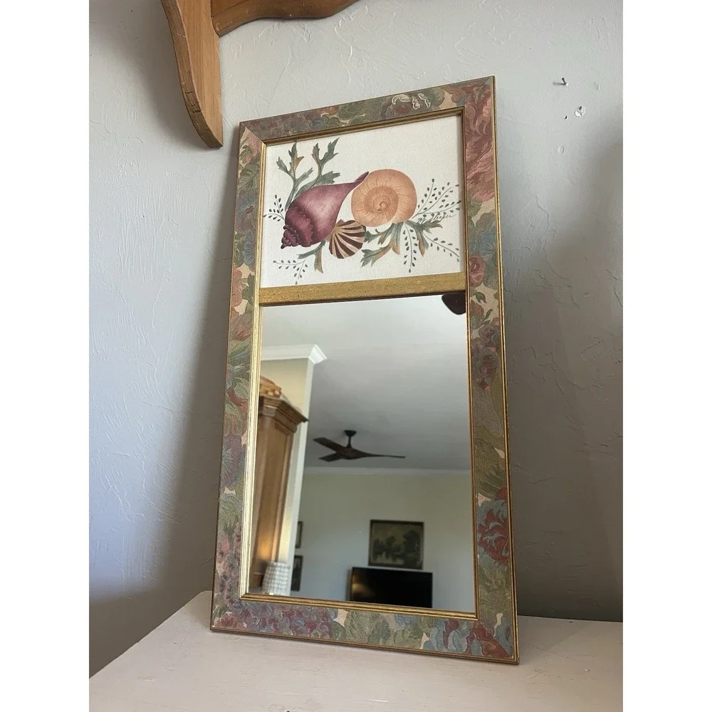 B.J. Sleeper Framed Theorem Painting Shells Seaweed Signed Mirror Vintage 21x11